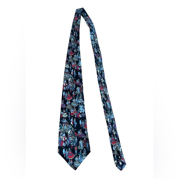 Vintage 1992 Schreter Where’s Waldo Black Patterned Silk Neck Tie EUC - Picture 6 of 7